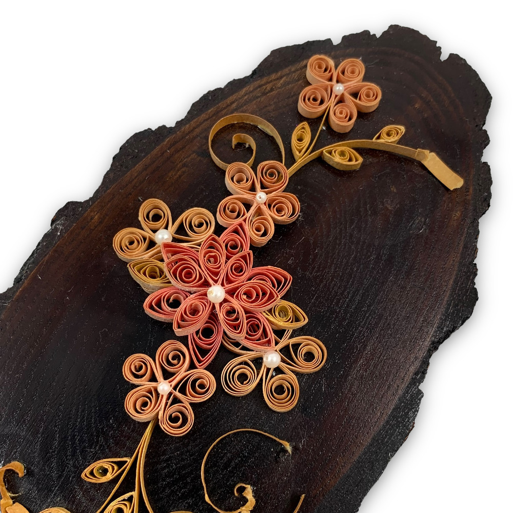 1960's hand made sacred geometry floral wood art